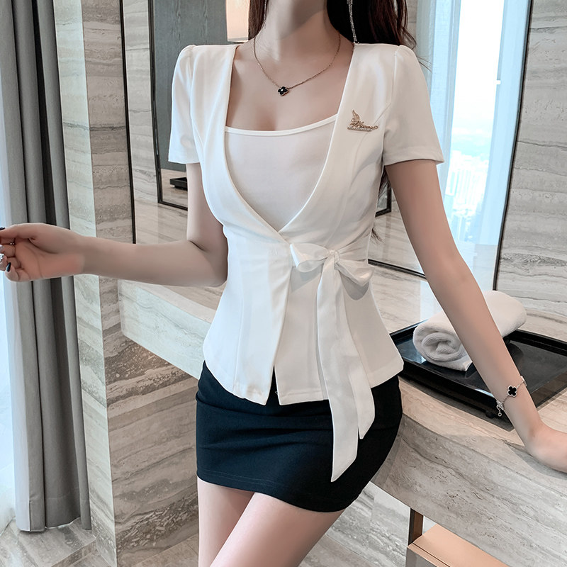 Spring sauna SPA beauty salon health hall work clothes hotel KTV front desk suit sexy V-neck pedicure technician clothes