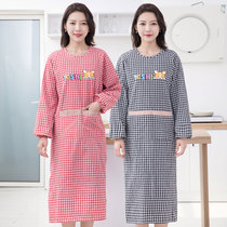 Cotton extended and fattened household long-sleeved apron kitchen cooking breathable fashion gown to work anti-fouling overalls
