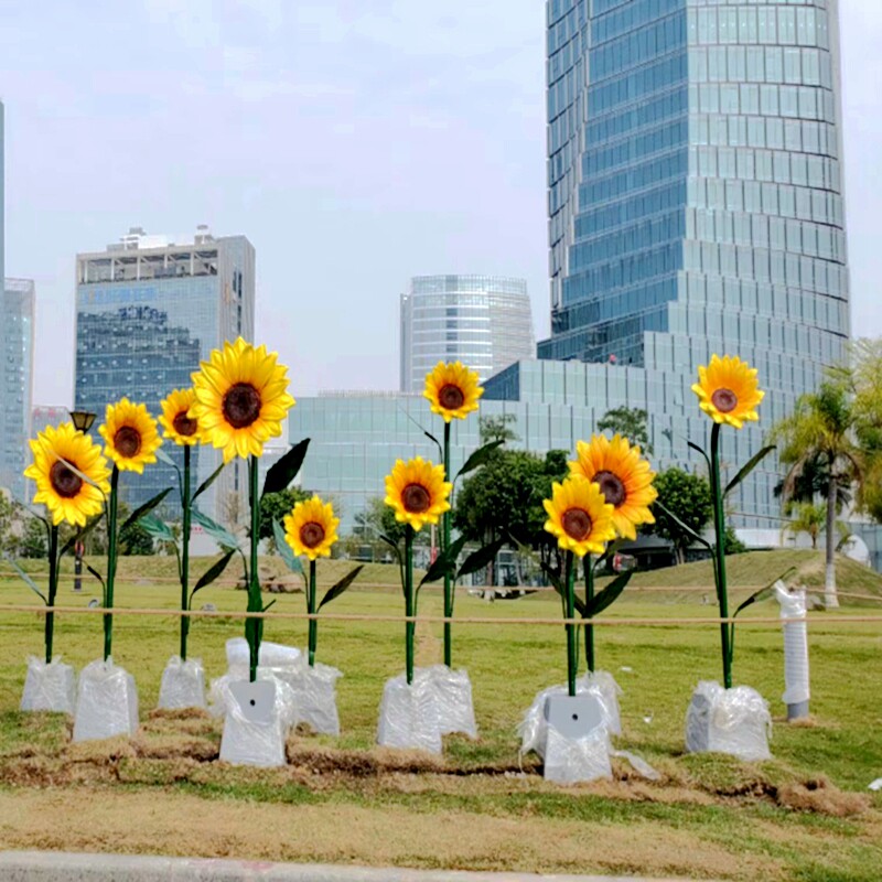 Коммерческие Соединенных Штатов Чэнь 向日葵体感跟随互动装置商场人体感应花户外大型游乐设备商业美陈