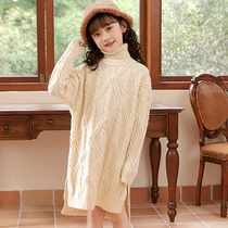 Kids Turtleneck Sweater Girls Curly Flower 2022 Autumn Winter Bottoming Shirt Winter Big Kids Sweater Half Turtleneck Fleece Thick