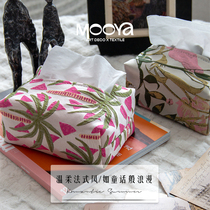 MOOYA French light luxury pink floral embossed tissue box soft bag storage box living room dining table home high-end