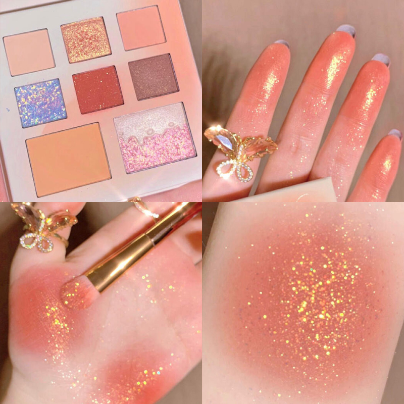 ins Yeast super fire eight-color caramel eyeshadow palette Glitter pearlescent matte waterproof eyeshadow students affordable and easy to use