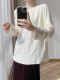 New Chinese Style Light Luxury Off-White Top for Women, Autumn and Winter, Copper Ammonia Silk, Loose Fit, Slimming, Rhinestone Pullover Shirt