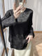 New Chinese Style Light Luxury Off-White Top for Women, Autumn and Winter, Copper Ammonia Silk, Loose Fit, Slimming, Rhinestone Pullover Shirt