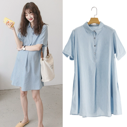 Летнее платье для беременных, юбка, хлопковая летняя одежда, рубашка, 2020, оверсайз, подходит для подростков