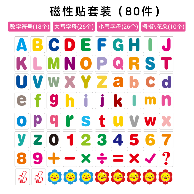 lehoo magnetic number letter stickers Early childhood education magnetic teaching aids Children's teaching magnet stickers smiley face stickers