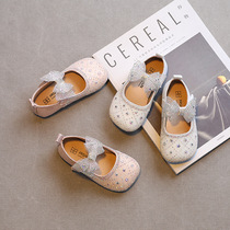 Children Princess Shoes 2022 Spring Autumn New Girl LadiesLadies Bow Tie Single Shoes Baby Gig Hot Drill Small Leather Shoes