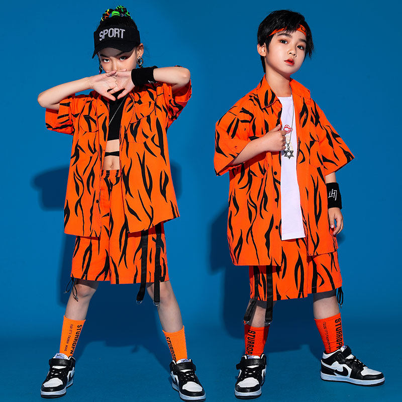 Boys' hip-hop suits hip-hop handsome tide clothes children's jazz dance catwalk tide brand children's drum performance clothes summer