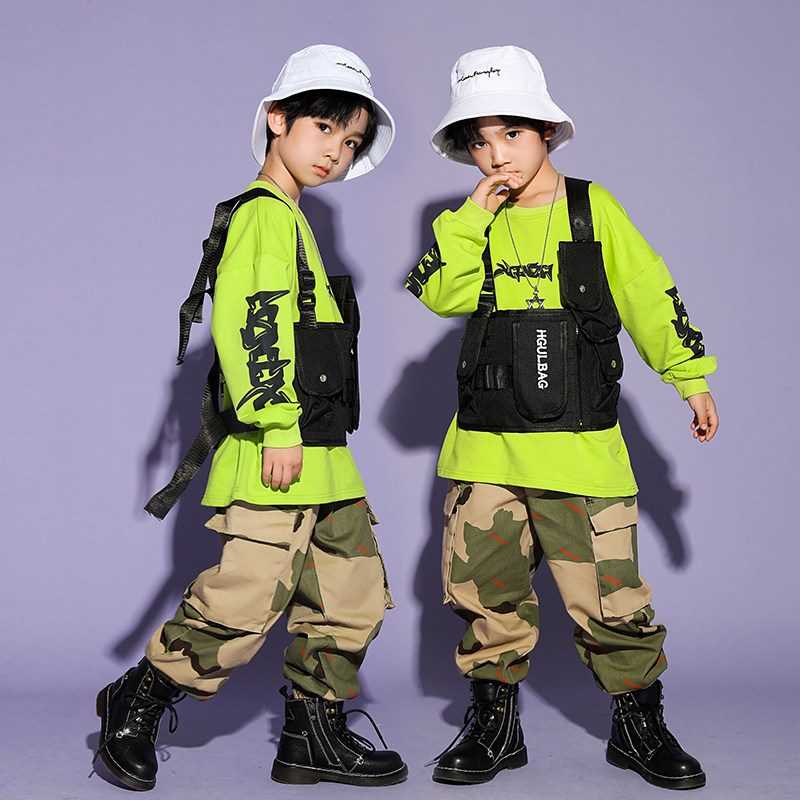 Children's hip-hop suit boys' autumn sweater children's hiphop hip-hop style girls jazz dance performance clothing trend