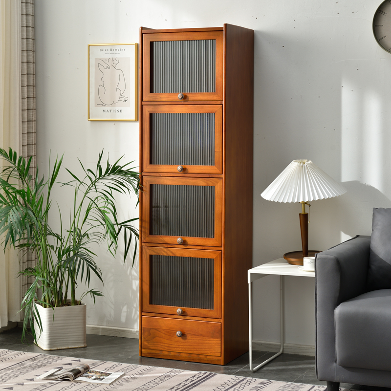 Ultra-narrow cabinet solid wood drawer-type nip living-room storage containing cabinet bedroom kitchen gap clamshell wood side cabinet