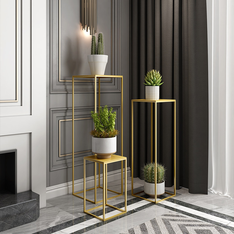 Nordic creative simple decoration wrought iron flower stand indoor green plant pot rack YangTai simple floor-standing flower table