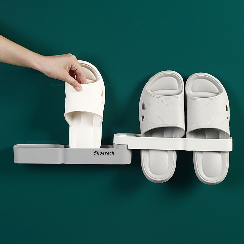 Bathroom slippers without hole wall moulding bath folding anti-mold oxide shoe frame toilet to collect artifacts