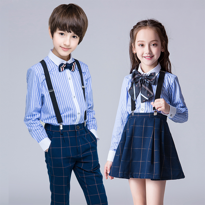 Children's chorus costumes, primary and secondary school students, British style, boys and girls, overalls, recitation clothing, school uniforms, autumn clothing