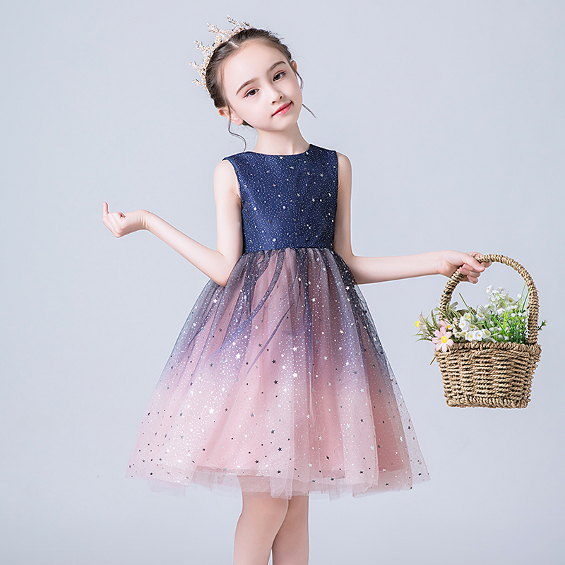 Children's skirt summer thin style foreign super fairy little girl princess skirt girls starry sky fluffy dress small dress
