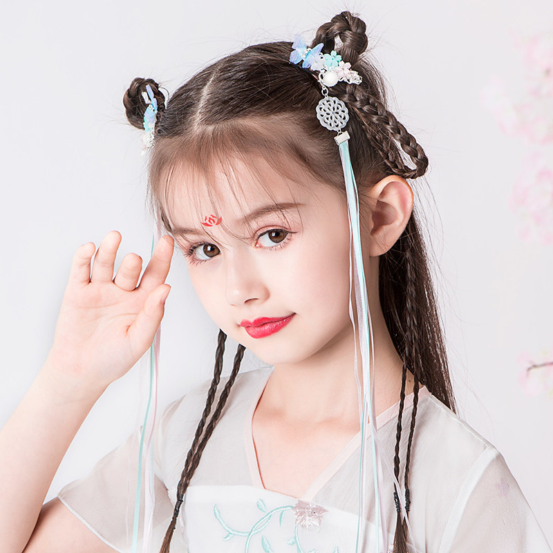 Hanfu Headwear Child Hair Clip Female Gufeng Super Fairy Princess Side Clip Streaming Suflopping Performance Little Girl Hair Clip Hair Clip