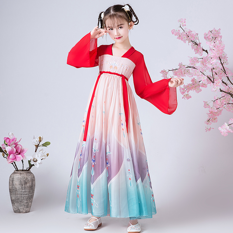 Girl Hanfu Foreign Dress Long Sleeve Super Fairy Retro Autumn 2019 New Children's Clothes Children China Wind Gusts Skirt