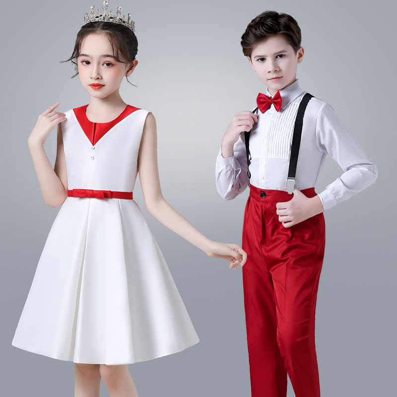 June 1 children's chorus costume performance costume primary and secondary school students poetry recitation singing competition host dress performance costume