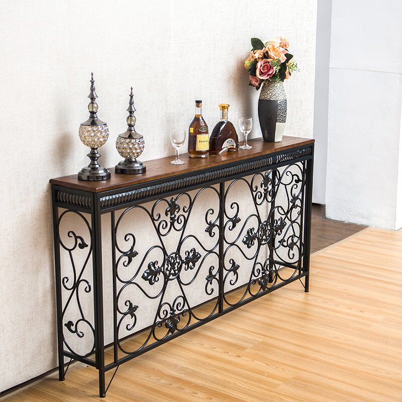 Wrought iron European style decoration narrow living room entrance cabinet American wall side table home bedroom radiator cover shelf