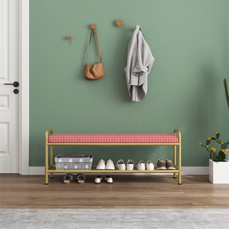 Shoe change stool at home door Chidori grid modern minimalist Nordic light luxury clothing store wear shoes try shoes rest bench