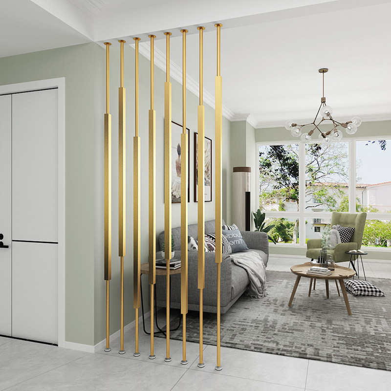 Light luxury screen partition simple modern living room basalt simple punch-free office column metal obscure decoration