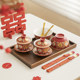 Enamel tea cup wedding bowls and chopsticks set