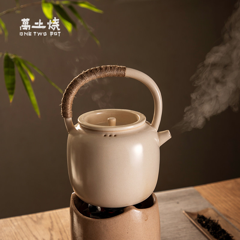 Wantuyaki Japanese-style open fire teapot kettle rough pottery ceramic kettle teapot household kung fu tea