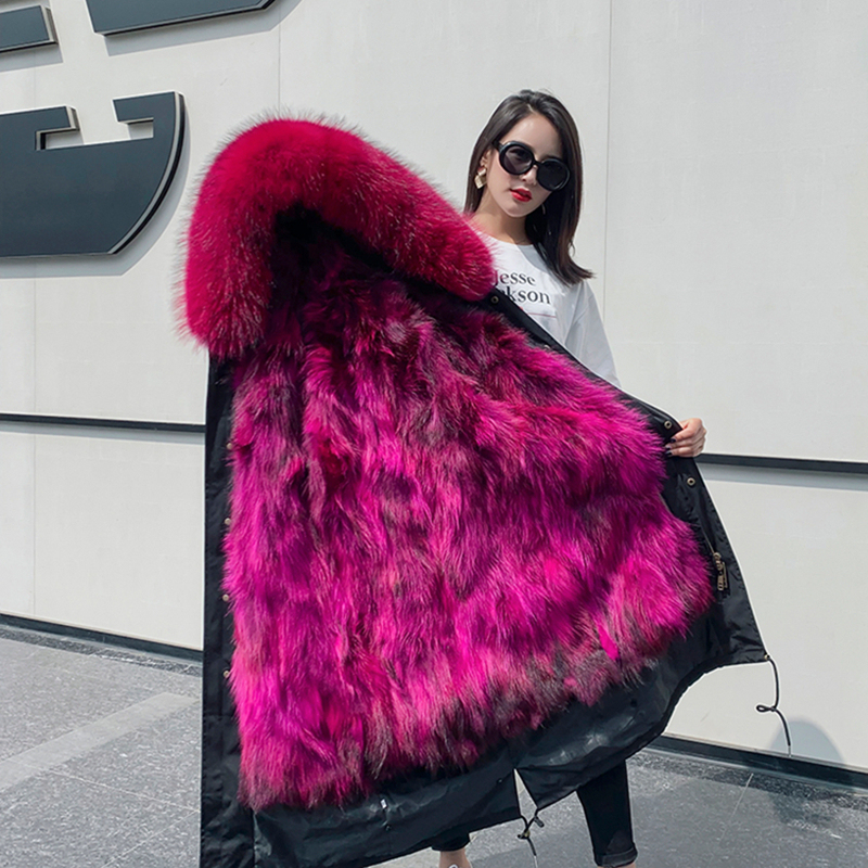 2025 New Women's Winter Raccoon Fur Parka with Detachable Lining, Large Size Real Fur Coat, Long Style 2025 New Women's Winter Raccoon Fur Parka with Detachable Lining, Large Size Real Fur Coat, Long Style