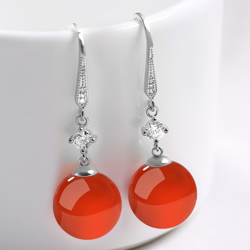 Natural agate earrings s925 sterling silver high-quality jade earrings long version 2022 new trendy temperament female earrings