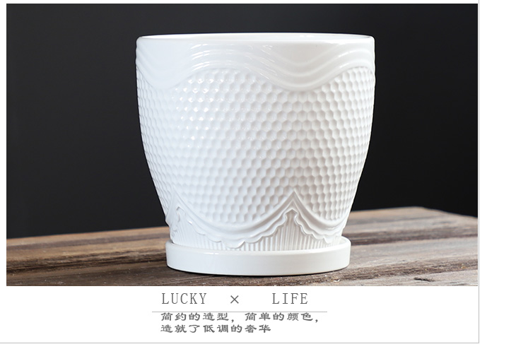 Flowerpot ceramic white special offer a clearance pallet size extra large creative move and contracted more than other meat Flowerpot