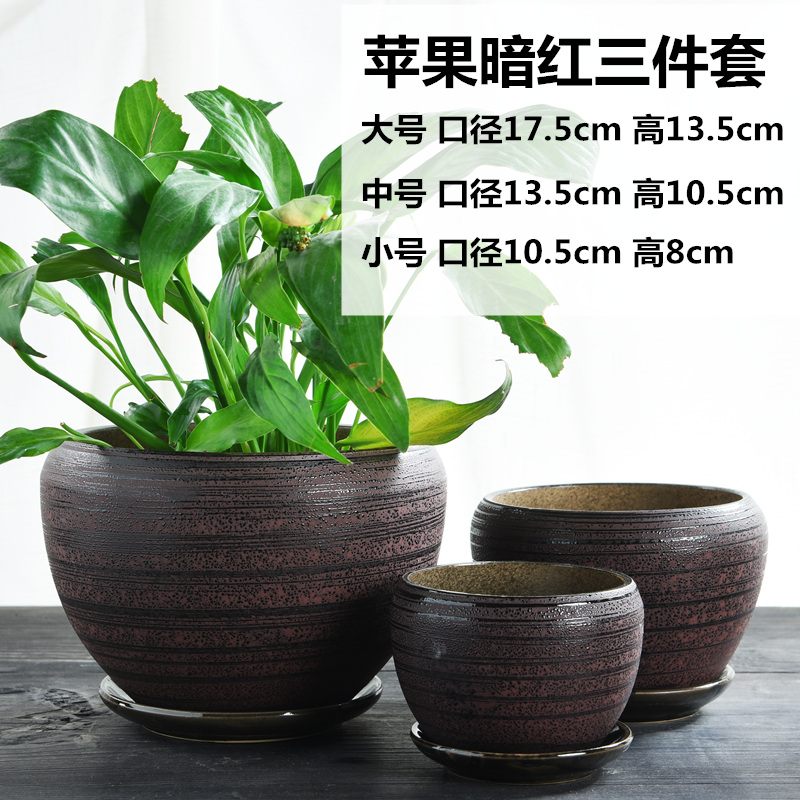 Heavy flowerpot ceramic large special offer a clearance household with tray flower pot in creative move money plant bracketplant, fleshy