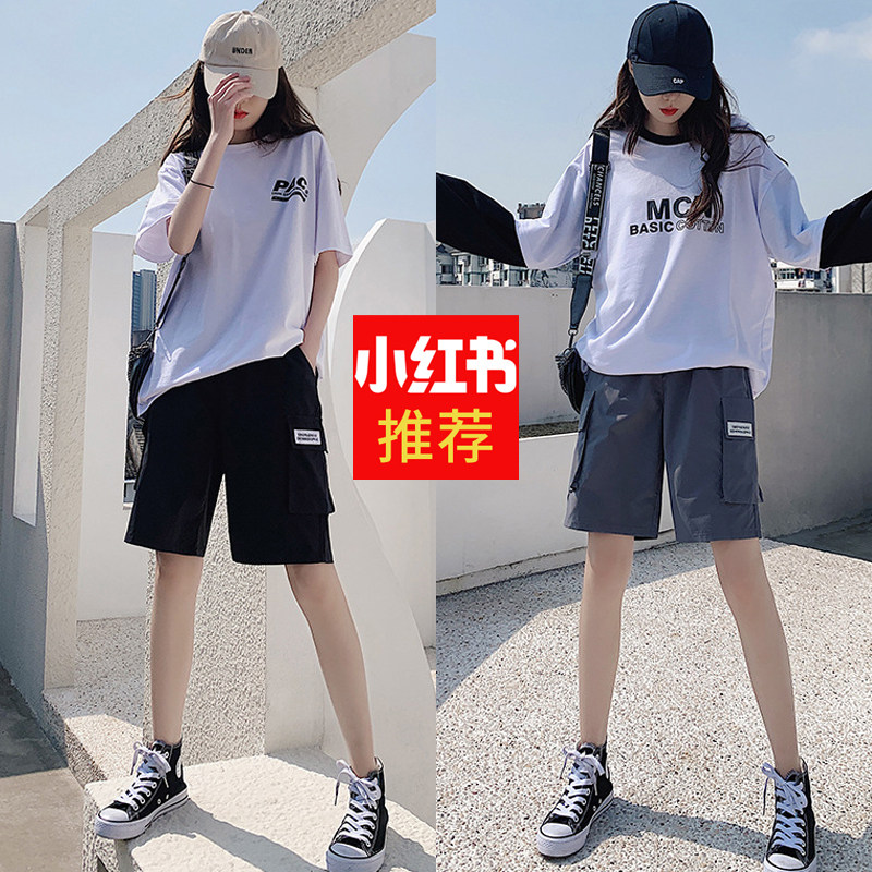 Tooling shorts female straight cylinder loose high waist display slim harbour taste bf Wind 2021 Summer 50% Pants Sports Ins Tide