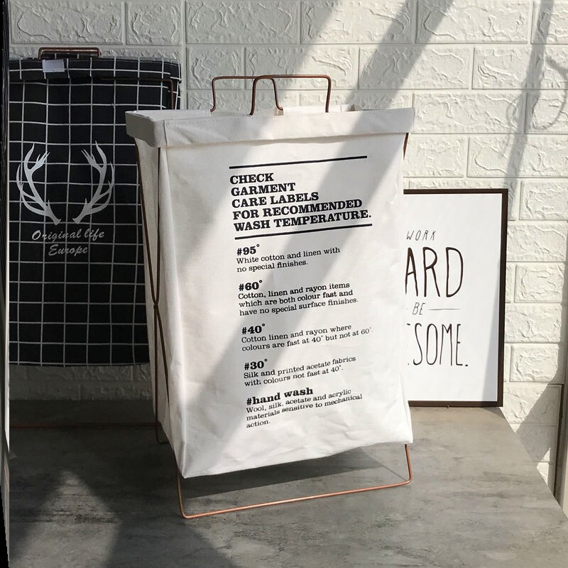 Nordic simple household cotton and linen dirty clothes storage basket foldable bracket waterproof oversized dirty clothes basket storage box