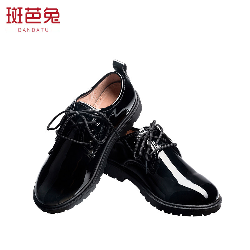Zebra Rabbit boy leather shoes Black Inn Wind 2022 new walk show suit Children's suit Performance shoes