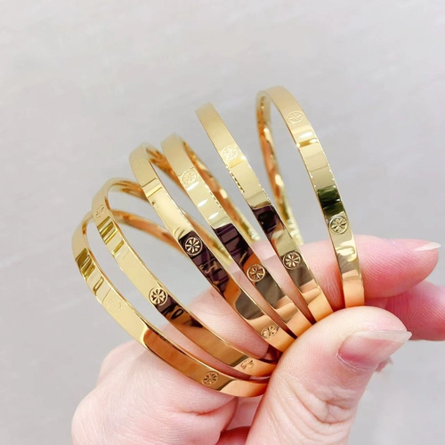 Золотой модный глянцевый браслет, 3D, простой и элегантный дизайн