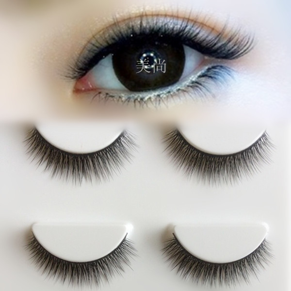 New 3D multi-layer false eyelashes black cotton thread stalk natural simulation short section plain makeup thick beginner grafting effect