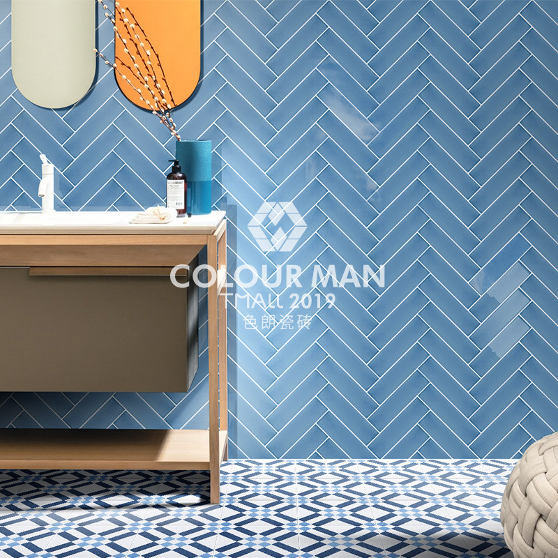 Colang Nordic in blue long - strip small white brick kitchen toilet wall tile network red restaurant Bar tile tile