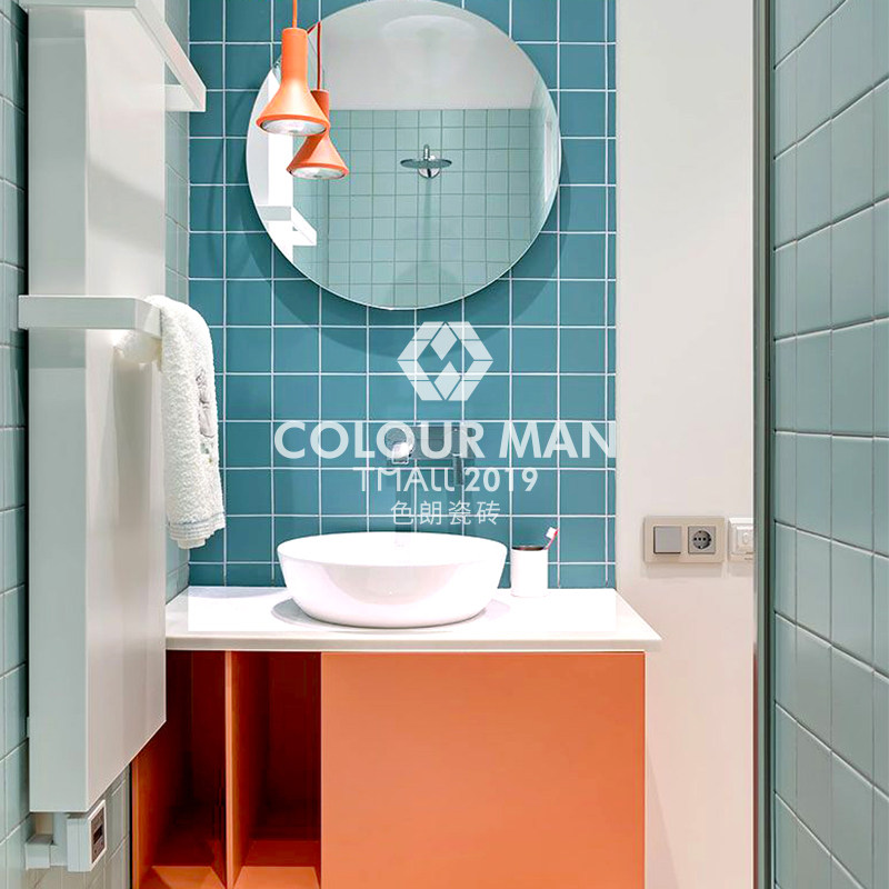 Nordic small white brick in red blue and green kitchen toilet wall tile toilet floor tile tile bathroom