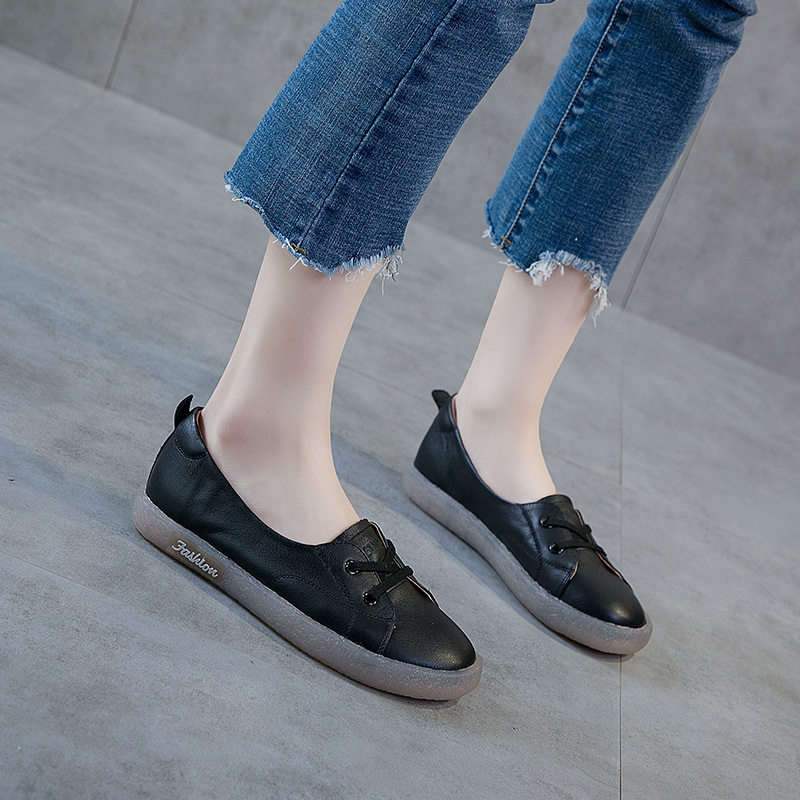 Small white shoes women's single shoes 2021 spring ox tendon flat students casual shoes pregnant women shoes soft soles comfortable women's shoes