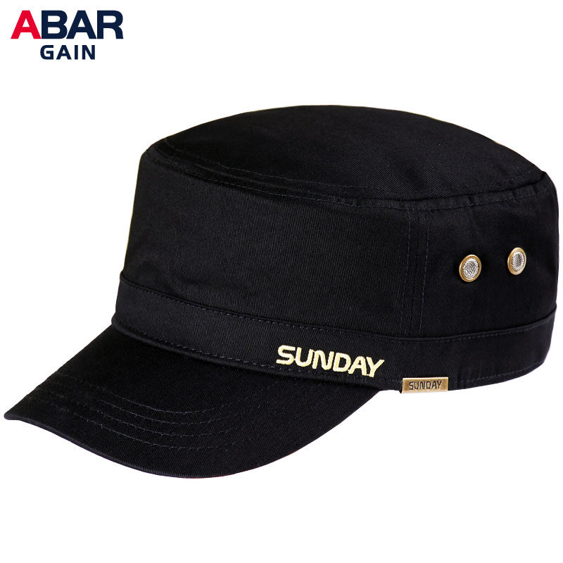 Hat Men's Flat Top Hat Full Closure Casual 100 Hitch Fashion Tide Short Cap Along Cotton Korean Version Autumn Winter Not Adjustable Hat