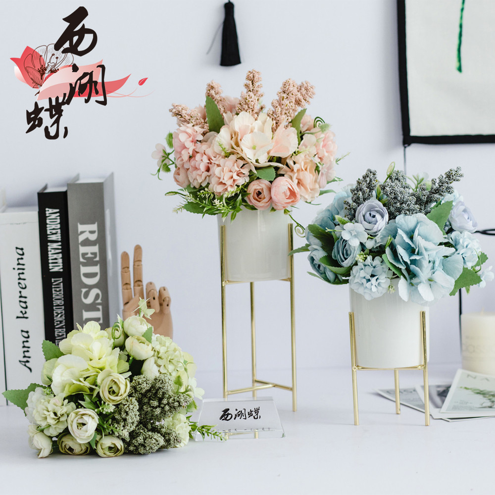 ins Nordic living room coffee table Fake floral ornaments Dining table simulation dry bouquet decoration Home creative plastic