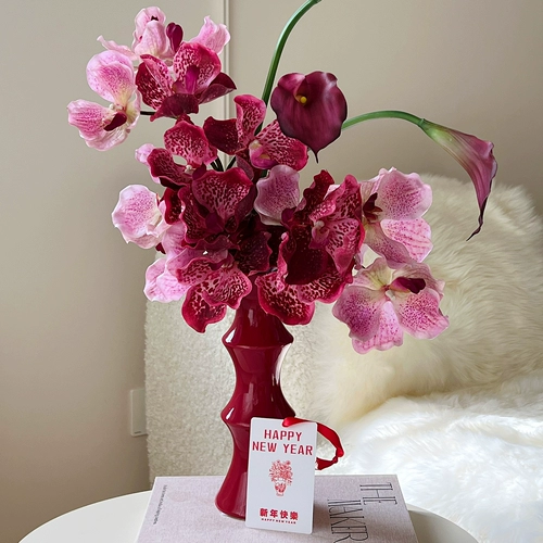 Праздничнные искусственные цветы, красный декор, орхидея, домашний декор