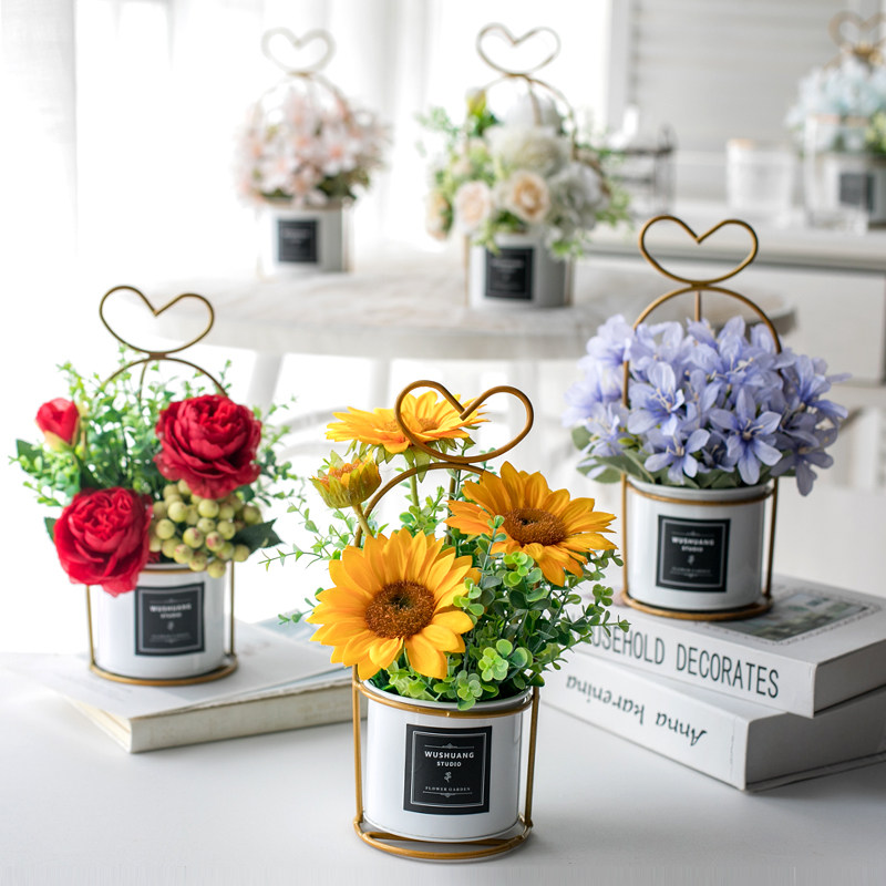 ins Nordic simulation flower living room decoration flower plastic fake flower tea table table-like room for dry floral furnishing