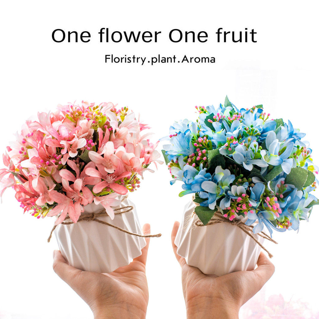 Nordic ins living room fake flower ornaments decorative dining table bedroom flower imitation flower small potted ceramic vase