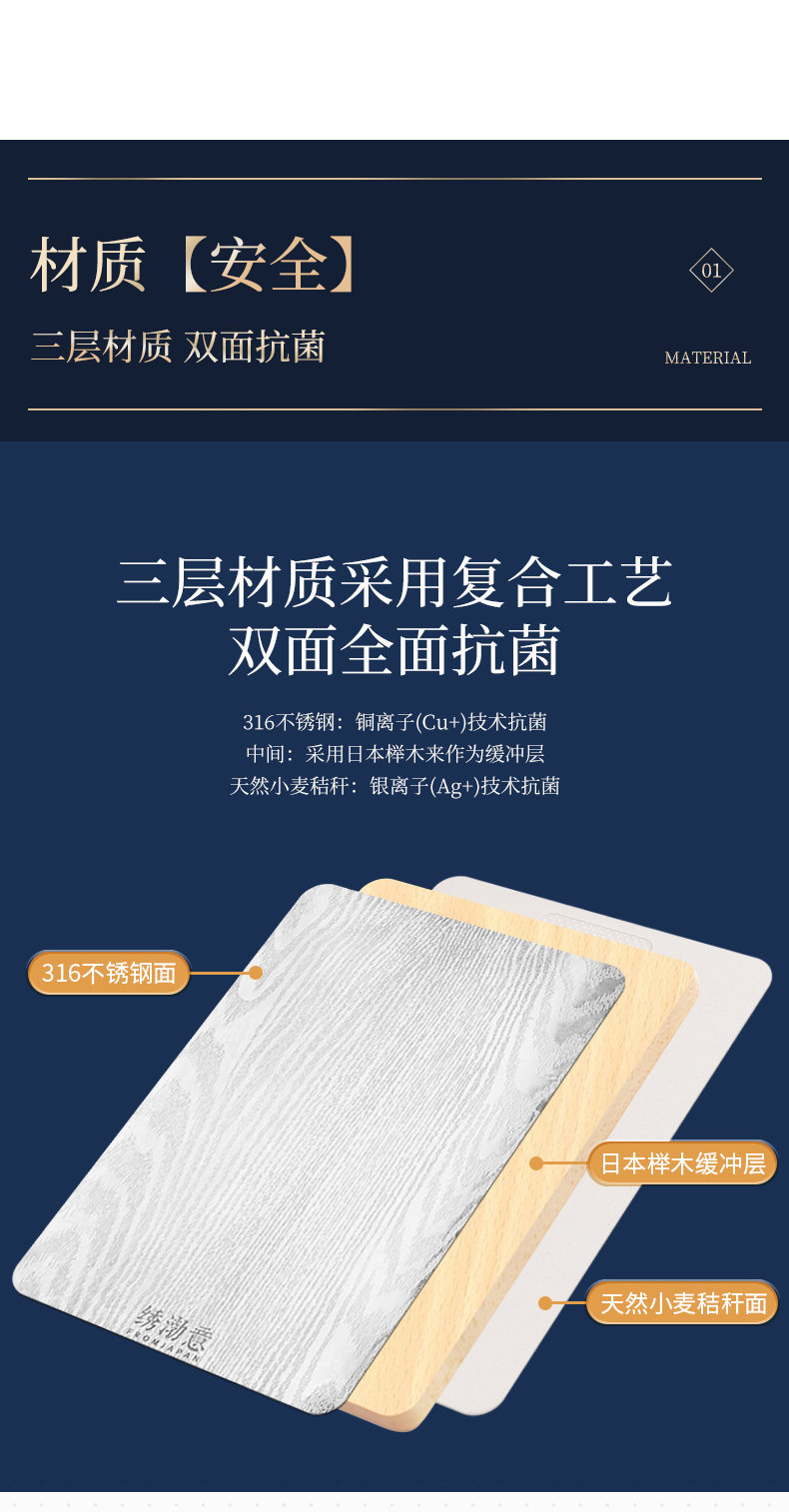 日本国民料理器具，316L不锈钢：Kanda神田 双面抗菌菜板 89元包邮 买手党-买手聚集的地方
