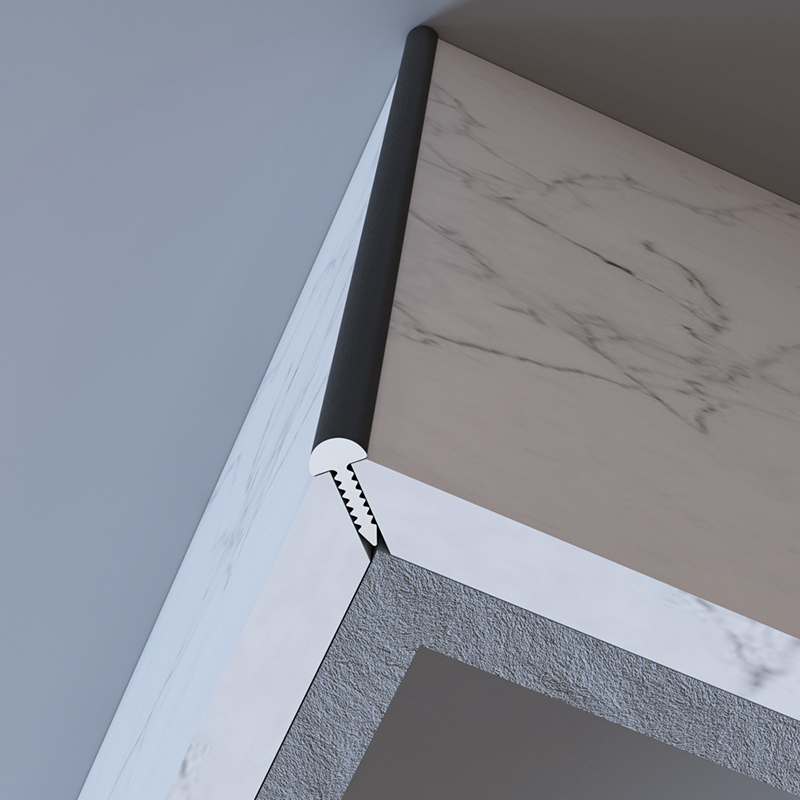 Pawn Cabinet Collection Edge tile Tile Yang Corner Fire Protection Plate Wrap edge strip sealing strip Layering Aluminum Alloy metal strips Black-Taobao