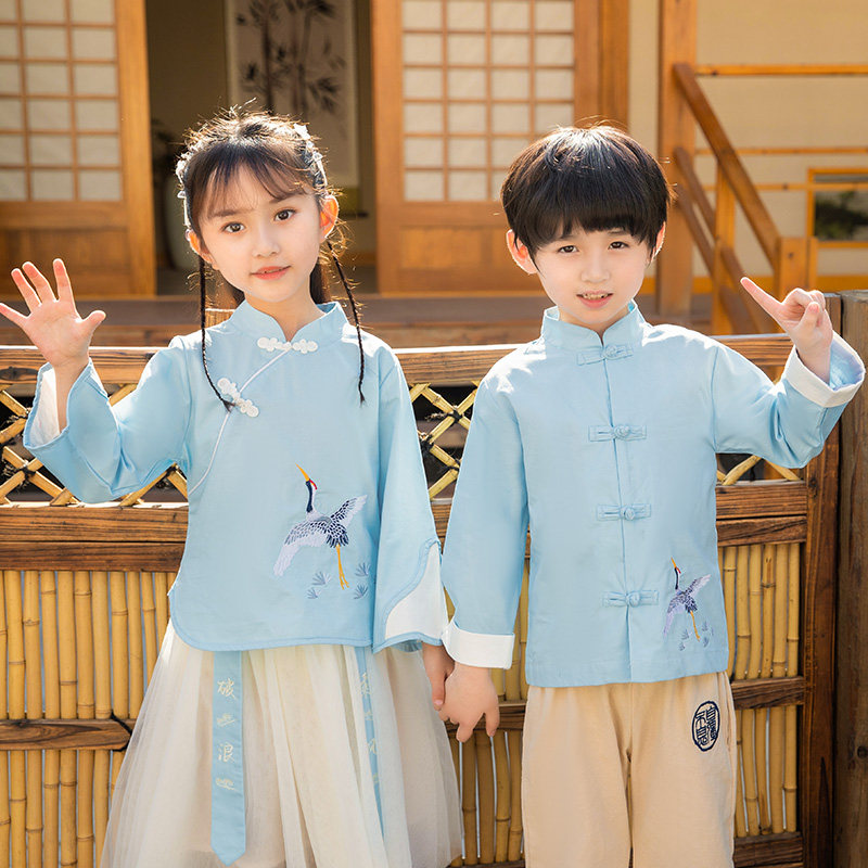 National Day children's performance costumes Chinese style kindergarten school admission Hanfu Republic of China primary school students chorus performance costumes