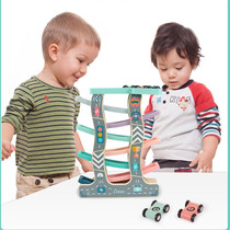 Mingta children's educational toys rail car boys and girls wooden racing car baby wooden digital inertia scooter