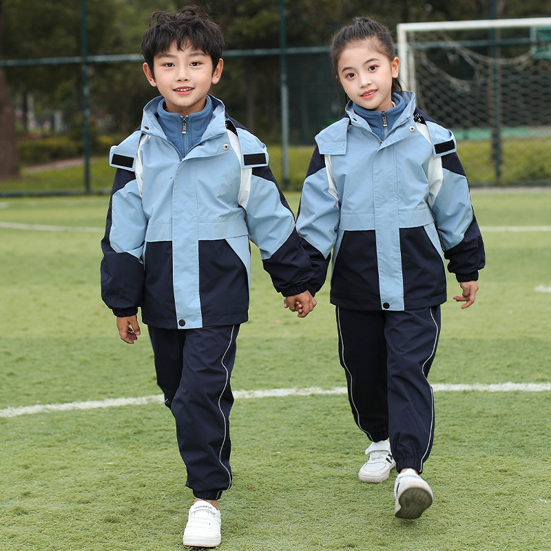 Elementary school uniform storm jacket set autumn and winter children's class uniform winter three-piece kindergarten warm and thickened garden uniform