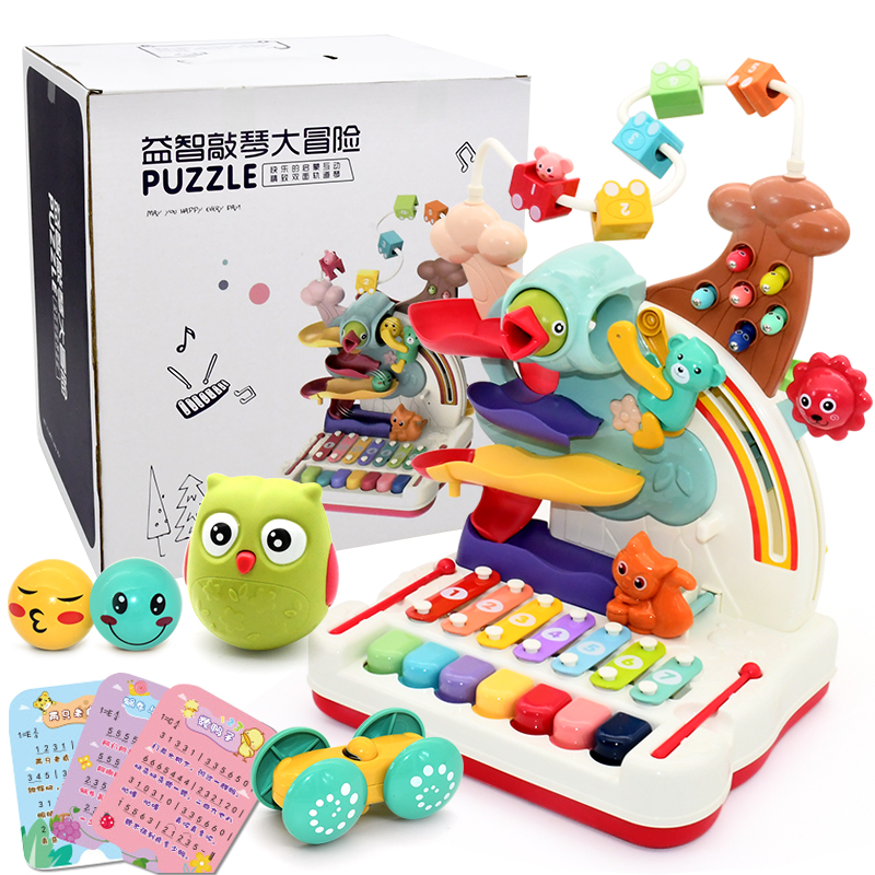 Baby Hands Knocks Great Adventure Toy Baby Early Education Puzzle Fun Baby Multifunction Pecking Wood String Beads