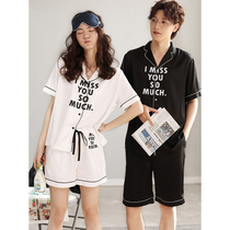 Couple pajamas female summer ice thin short-sleeved shorts two-piece set 2021 new mens summer home wear